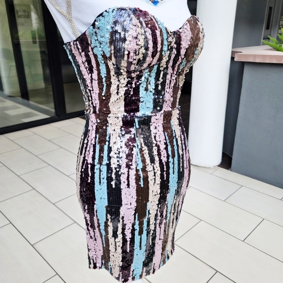 Nova Luxe Multicolor Sequin Strapless Mini Dress ✦ Paint Your World ✦ XS ✦ NWT - Picture 8 of 16